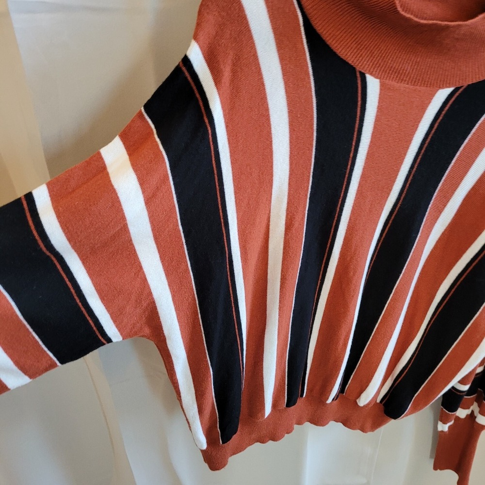 Leith Women Sweater Size XL Retro Stripe Wool Blend Boxy Boho Cozy Preppy 15993x - Picture 3 of 11